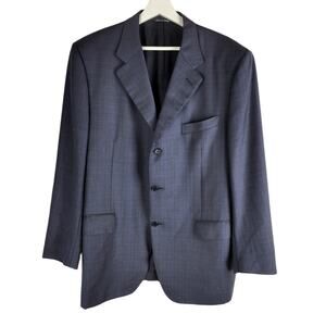 Canali Super 120s Wool Three Button Pin Stripe Blazer Navy Size 46R